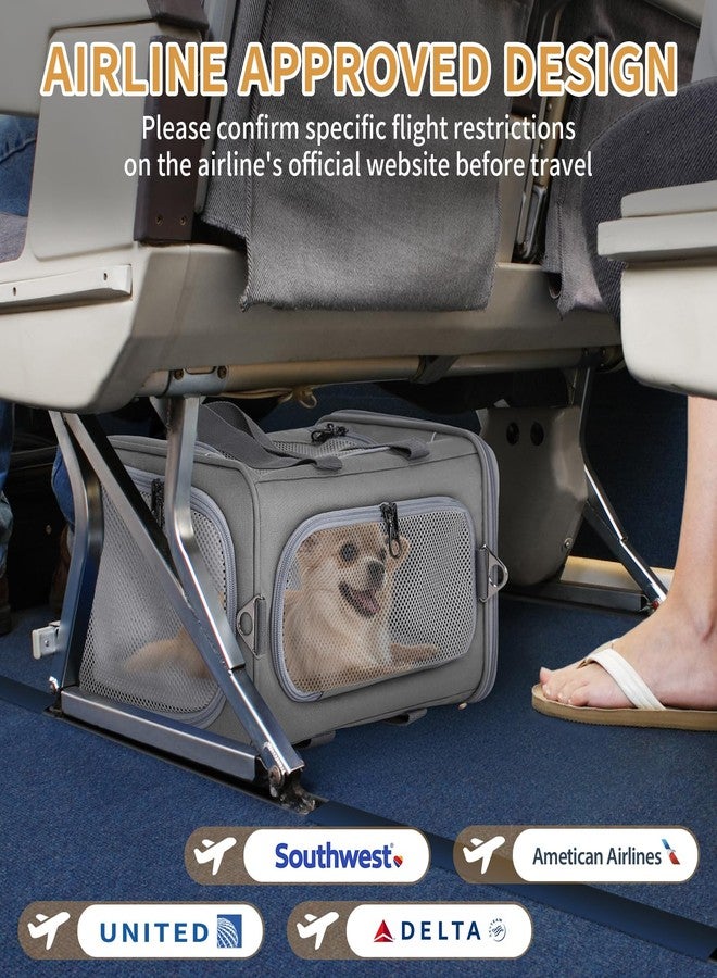 Petsfit ‌Petsfit Airline Approved Pet Carrier for Small Dogs & Cats, 19x9x12 TSA Approved Carrier, with Removable Dual-Sided Padding (2-Way Placement) - Fits Under Most Airplane Seats, Escape Proof (Grey) - Image 3