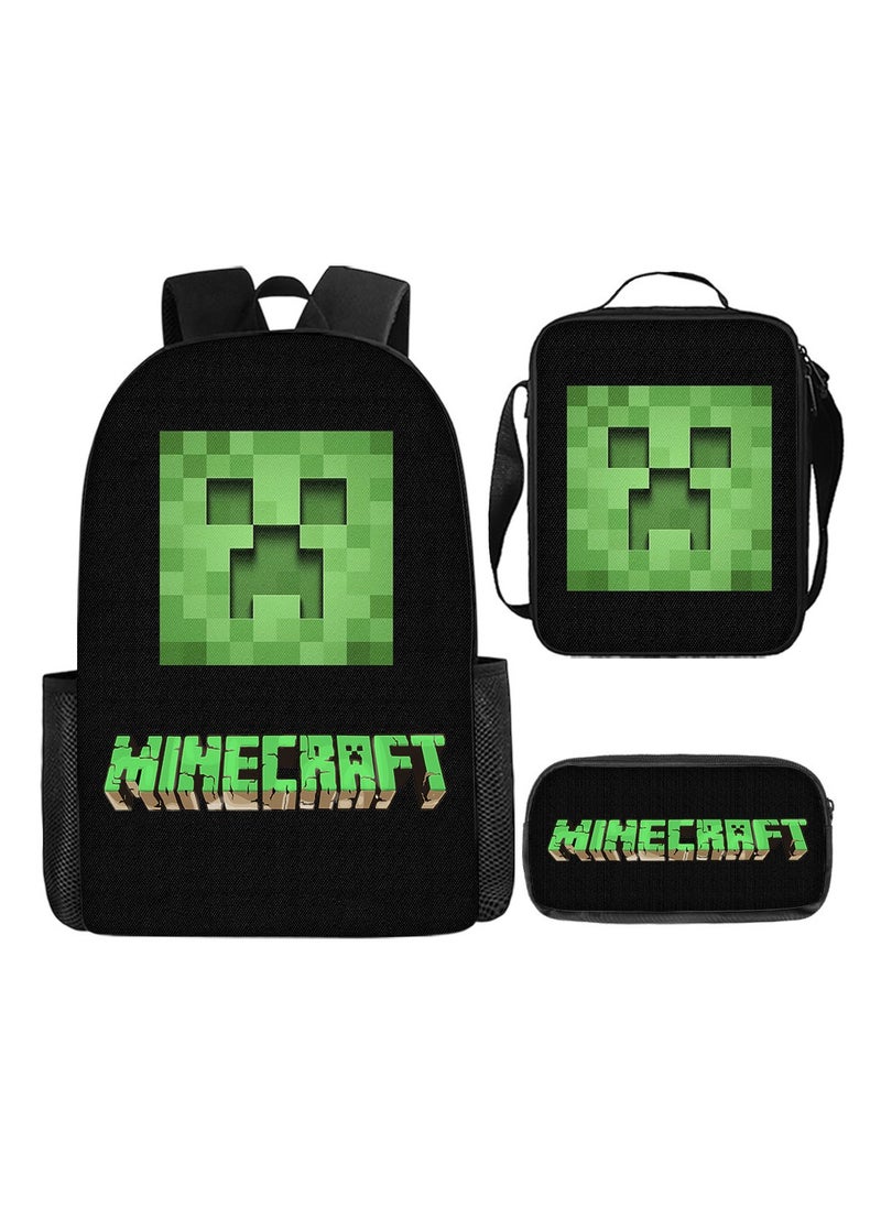 MINECRAFT My World Cartoon Student Backpack Three-piece Set 29*42*16cm 