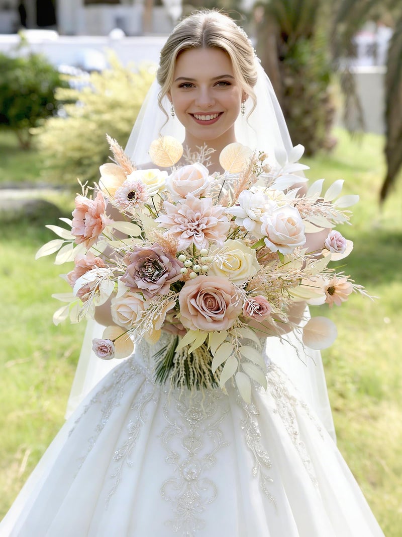 Koroni Flowers Artificial Flowers Nude Color Box Set for DIY Bridal Bouquets Wedding Shower Decorations Fake Floral Arrangements for Party Table Centerpieces Home Decor Indoor Outdoor - Image 2