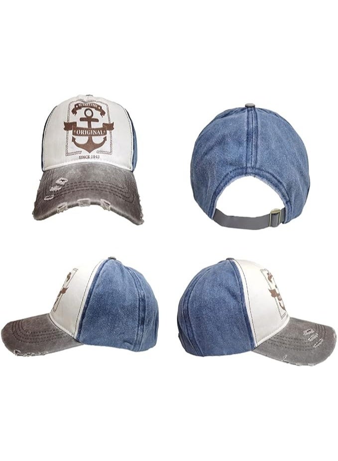 Sun Hat | Vintage Washed Cotton Cap with Nautical Anchor Design – 100% Cotton Headwear for Men & Women | Classic & Trendy Summer Fashion Accessory  - Image 2