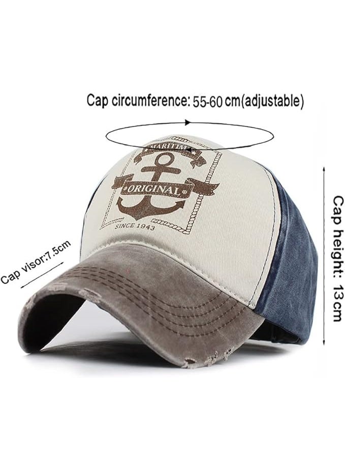 Sun Hat | Vintage Washed Cotton Cap with Nautical Anchor Design – 100% Cotton Headwear for Men & Women | Classic & Trendy Summer Fashion Accessory  - Image 4