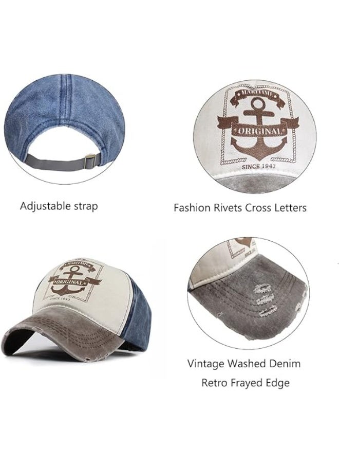 Sun Hat | Vintage Washed Cotton Cap with Nautical Anchor Design – 100% Cotton Headwear for Men & Women | Classic & Trendy Summer Fashion Accessory  - Image 3