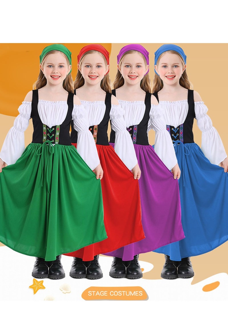Al Aoyama Girl's farm dress medieval-style Munich festival long dress, Germany Bavarian traditional costume  - Image 3