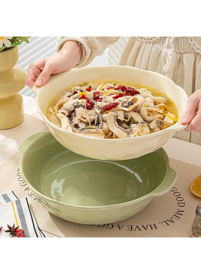 Pinyu New Large Double-handled Soup Bowl For Home Use, 10-inch Bowl For Boiled Fish, Milk White - Image 1