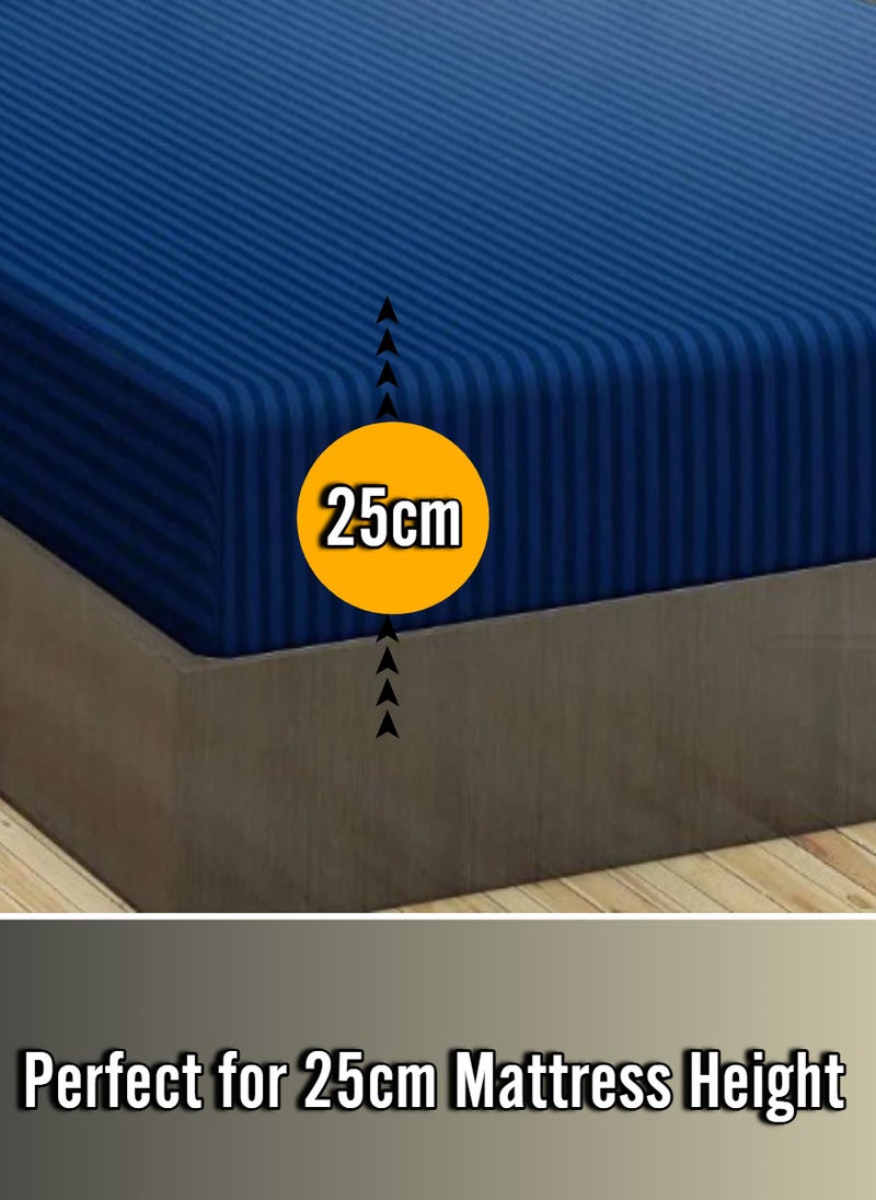 بلوبيري ملاءة سرير قطنية قماش مخطط مع قطعة واحدة كيس وسادة 200x200+25 سم - Image 2