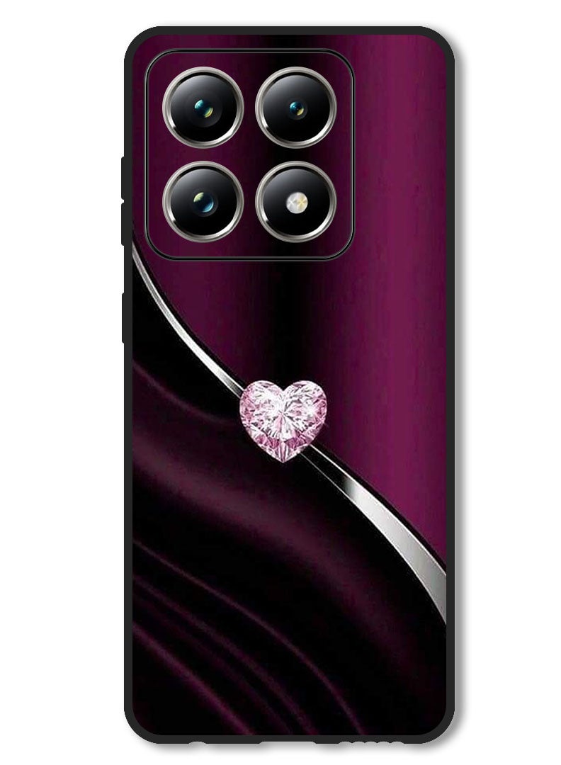 Theodor Case Compatible with Xiaomi 14T Protection Shockproof Bumper Cover Diamond Heart - Image 1