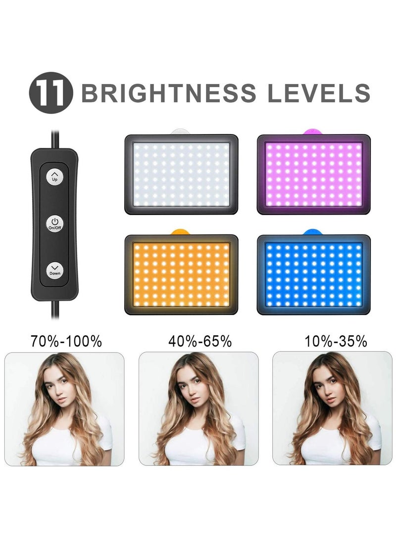 LED Video Light 11 Brightness and 4 Color Filters Dimmable Photography Continuous Table Top Lighting, Adjustable Tripod Stand, USB Portable Fill Light for Photo Studio Shooting