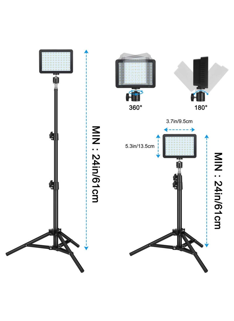 LED Video Light 11 Brightness and 4 Color Filters Dimmable Photography Continuous Table Top Lighting, Adjustable Tripod Stand, USB Portable Fill Light for Photo Studio Shooting