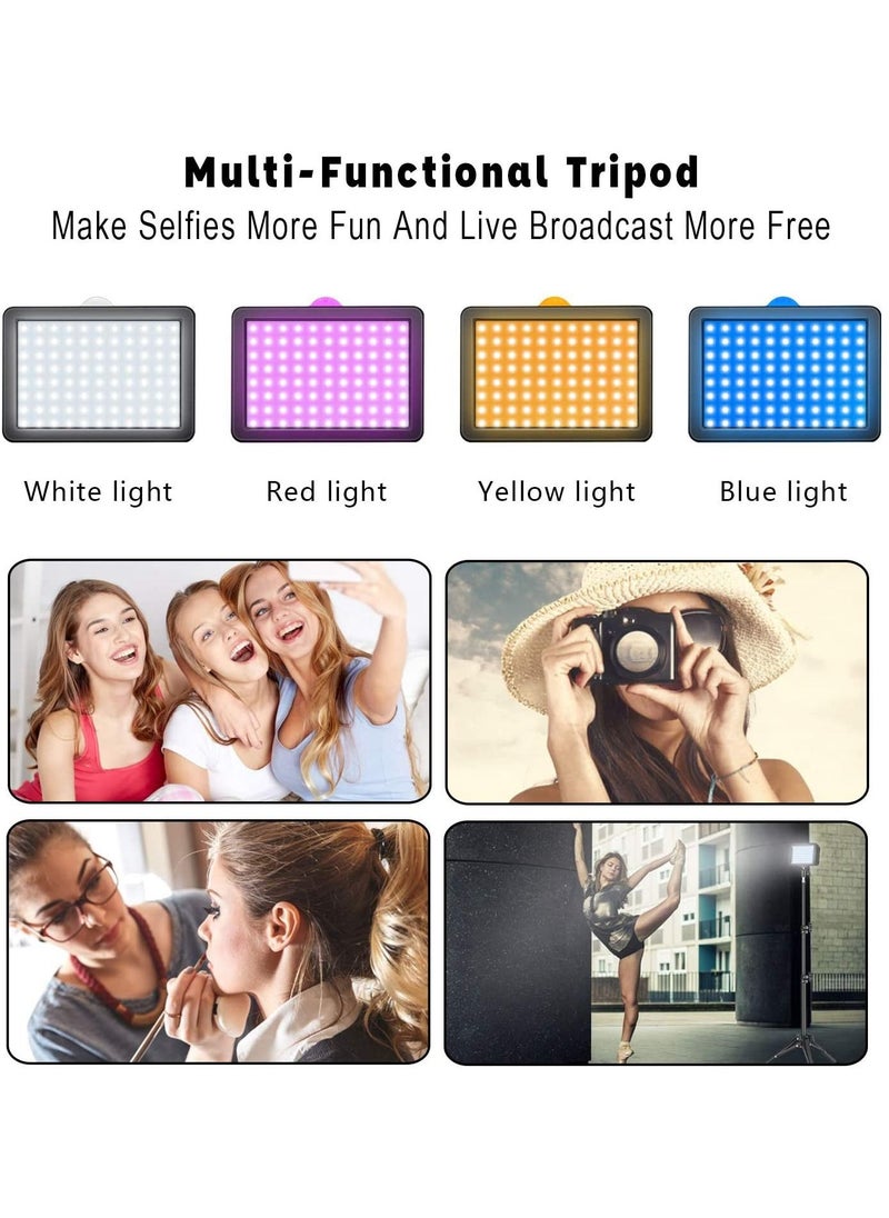 LED Video Light 11 Brightness and 4 Color Filters Dimmable Photography Continuous Table Top Lighting, Adjustable Tripod Stand, USB Portable Fill Light for Photo Studio Shooting