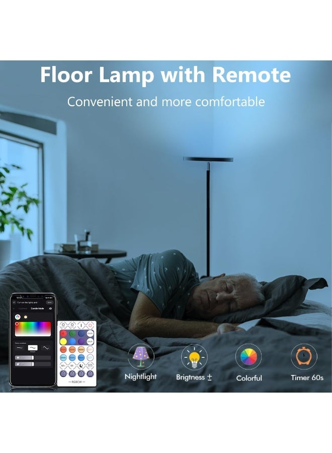 Smart RGB Floor Lamp , LED Floor Lamp WiFi  Modern Tall Standing Light Works with Google Home,2000LM Color Changing & Dimmable Music Sync LED Floor Lamp for Living Room Bedroom - Image 4