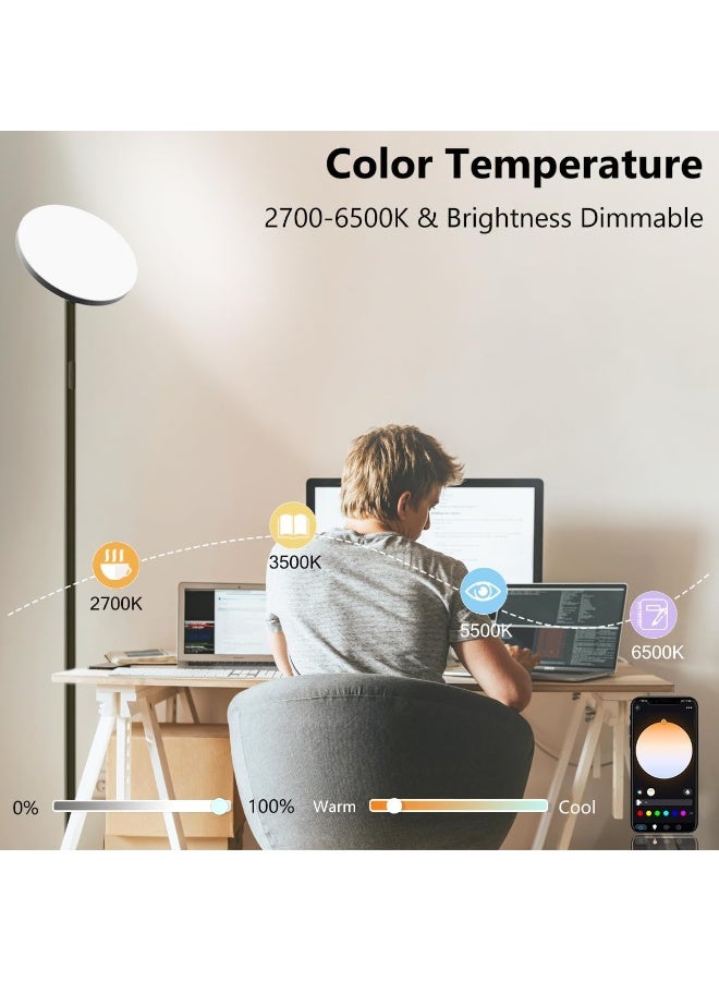 Smart RGB Floor Lamp , LED Floor Lamp WiFi  Modern Tall Standing Light Works with Google Home,2000LM Color Changing & Dimmable Music Sync LED Floor Lamp for Living Room Bedroom - Image 3