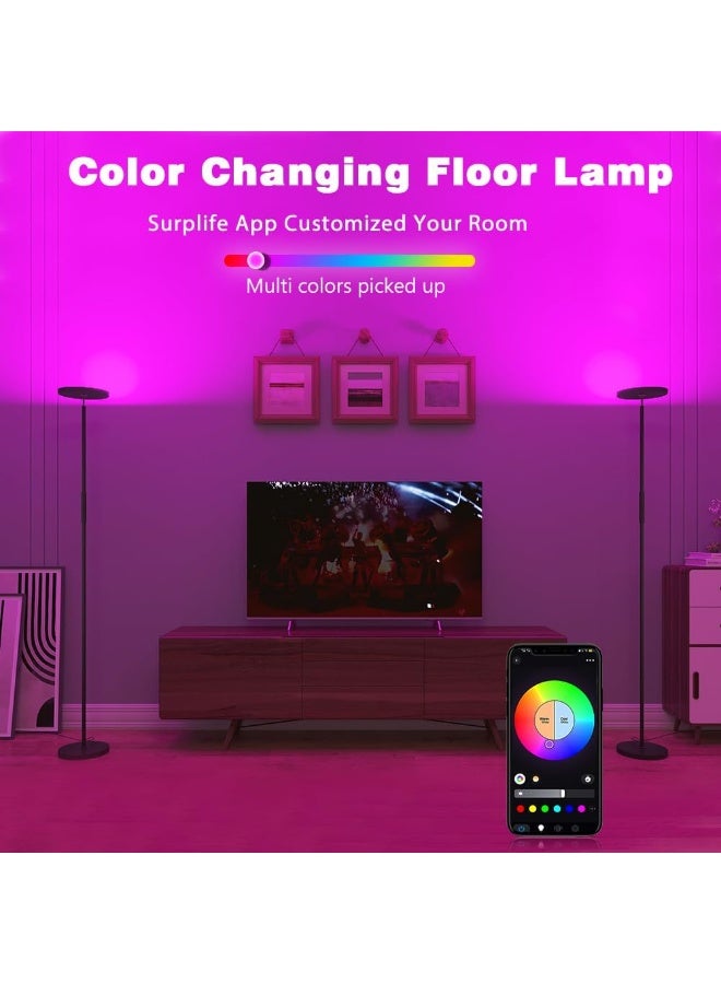 Smart RGB Floor Lamp , LED Floor Lamp WiFi  Modern Tall Standing Light Works with Google Home,2000LM Color Changing & Dimmable Music Sync LED Floor Lamp for Living Room Bedroom - Image 2