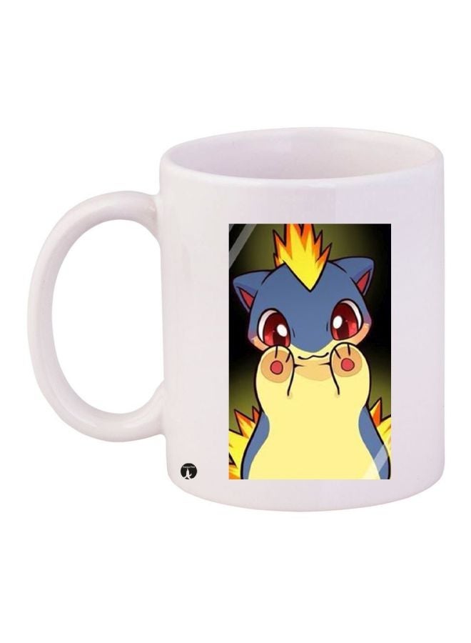 Cartoon Printed Coffee Mug White/Blue/Yellow 11ounce