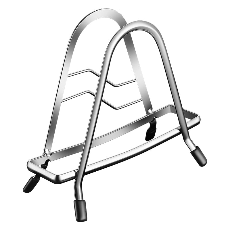 BOMANSI BOMS Cutting Board Rack Holder Stand 304 Stainless Steel Chopping Board Organizer Pan Rack with Stable Triangle Design Stainless Steel Cutting Board Hold for Countertop Space Saving - Image 1