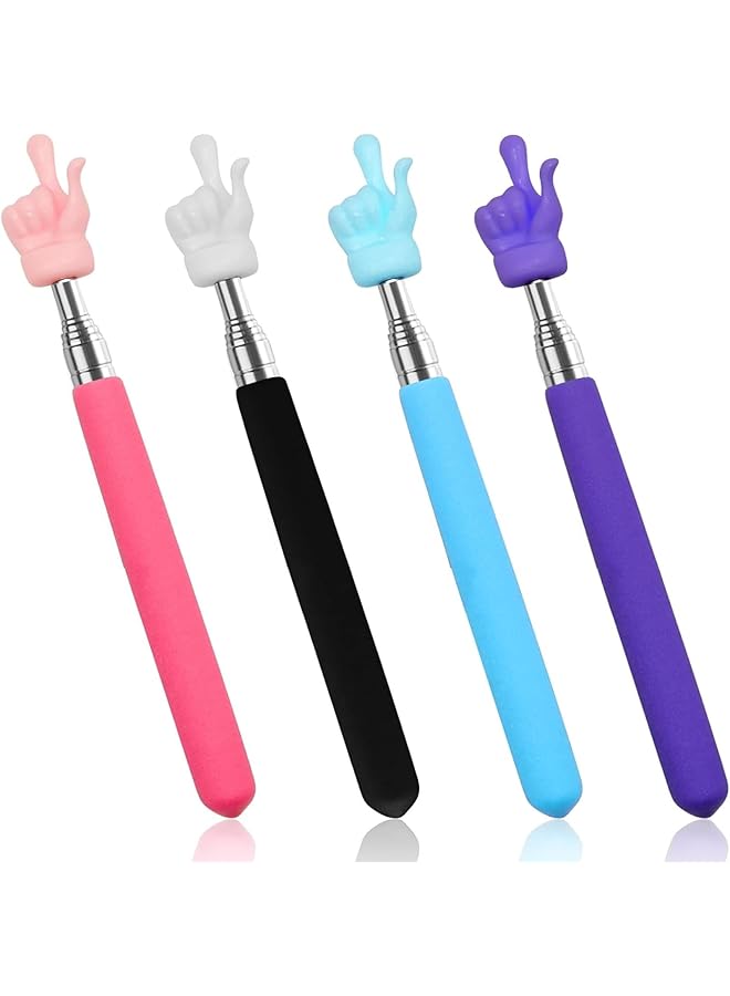 إيروريكس 4 قطع من مؤشرات المعلمين القابلة للتمديد، مؤشر اليد، مؤشر الإصبع، مؤشر عصا العرض، مؤشر السبورة البيضاء لمعلمي المدارس الابتدائية ورياض الأطفال والفصول الدراسية - Image 1