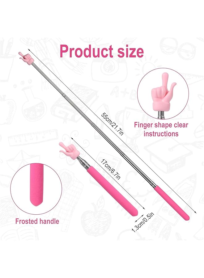 إيروريكس 4 قطع من مؤشرات المعلمين القابلة للتمديد، مؤشر اليد، مؤشر الإصبع، مؤشر عصا العرض، مؤشر السبورة البيضاء لمعلمي المدارس الابتدائية ورياض الأطفال والفصول الدراسية - Image 2