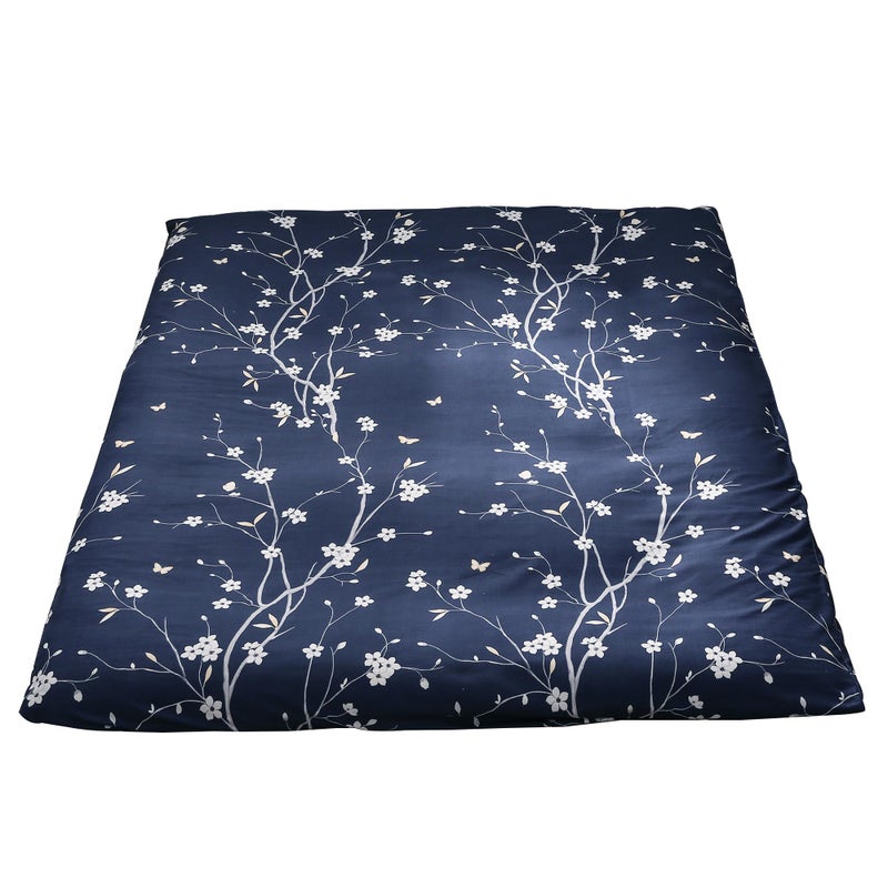 MAXYOYO Mattress Cover for Traditional Japanese Futon Mattress Futon Floor Mats Cover with Zipper Super Soft and Machine Washable Navy Floral Queen - Image 2