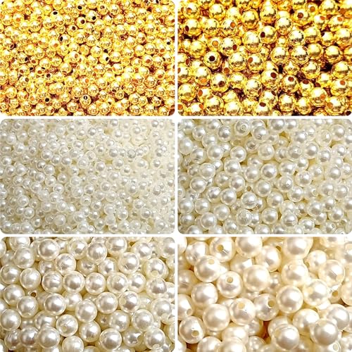 Kwizy Pearl Beads Moti Combo For Jewelry Making 1200 Pcs Acrylic Plastic Embroidery Art And Craft Kids DIY Making Purpose Loose Pearls With Holes For Bracelet Necklace Earring Sewing Crafts Decoration - Image 1