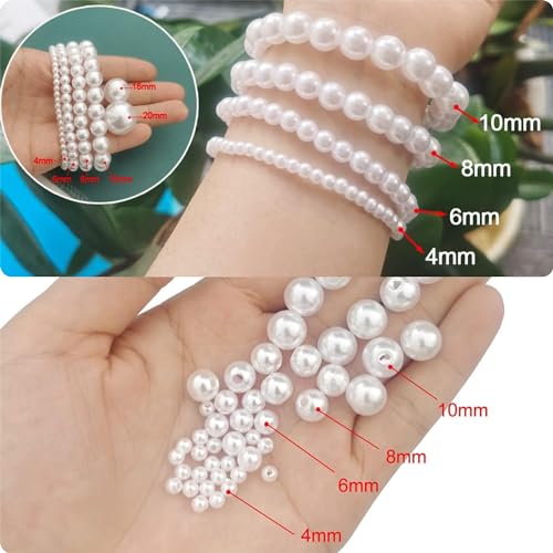 Kwizy Pearl Beads Moti Combo For Jewelry Making 1200 Pcs Acrylic Plastic Embroidery Art And Craft Kids DIY Making Purpose Loose Pearls With Holes For Bracelet Necklace Earring Sewing Crafts Decoration - Image 2