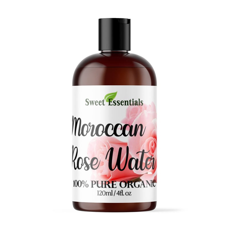 Sweet Essentials Premium Organic Moroccan Rose Water - 4oz - Imported from Morocco - 100% Pure (Food Grade) No Oils or Alcohol - Rich in Vitamin A & C. Perfect for Reviving, Hydrating & Rejuvenating Your Face & Neck - Image 1