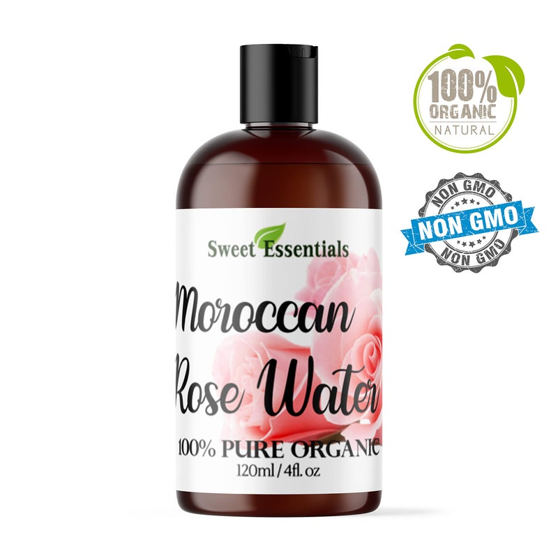 Sweet Essentials Premium Organic Moroccan Rose Water - 4oz - Imported from Morocco - 100% Pure (Food Grade) No Oils or Alcohol - Rich in Vitamin A & C. Perfect for Reviving, Hydrating & Rejuvenating Your Face & Neck - Image 3