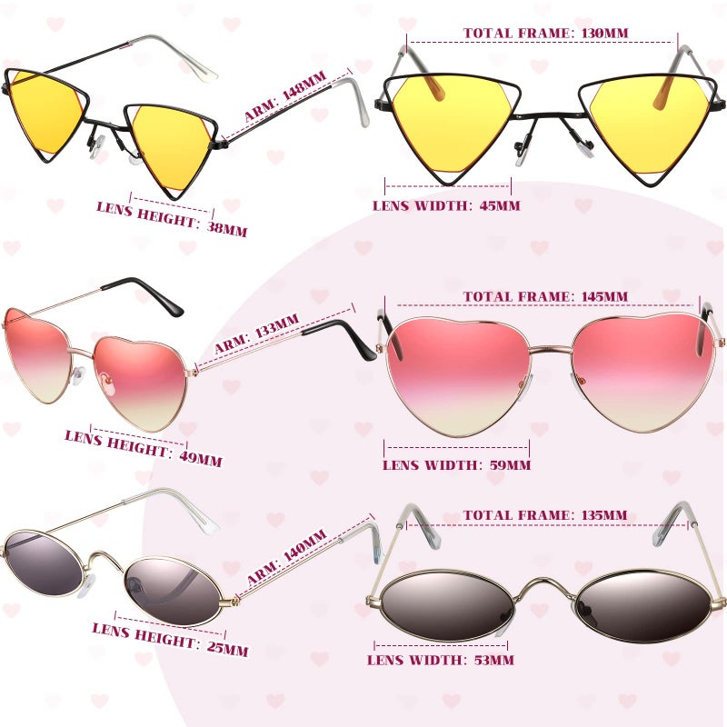 Juinte 8 Pcs Irregular Sunglasses Set Heart Sunglasses Flame Cloud Butterfly Star Rimless Glasses Favors (Vibrant Style) - Image 3