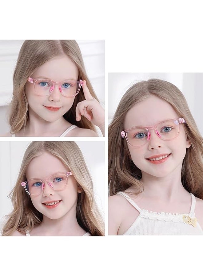 YJ Anti-Blue Light Blocking Glasses Kids Anti-Glare Eye Strain UV TV Phone Kids Silicone Safety Glasses for Boys and Girls 3-12 Years Pink 1PCS - Image 5
