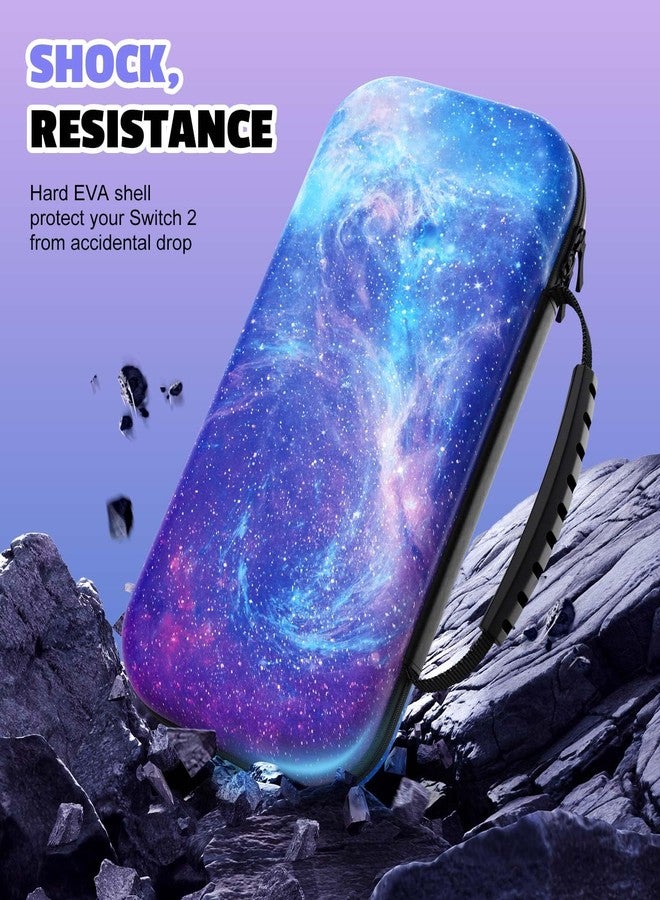 MoKo Switch Carrying Case for Nintendo Switch 2, Protective Hard Shell Portable Travel Carry Case Pouch holds 10 Cartridges with Pockets for Accessories and Games, Gorgeous Starry Sky - Image 3