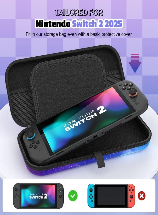 MoKo Switch Carrying Case for Nintendo Switch 2, Protective Hard Shell Portable Travel Carry Case Pouch holds 10 Cartridges with Pockets for Accessories and Games, Gorgeous Starry Sky - Image 2