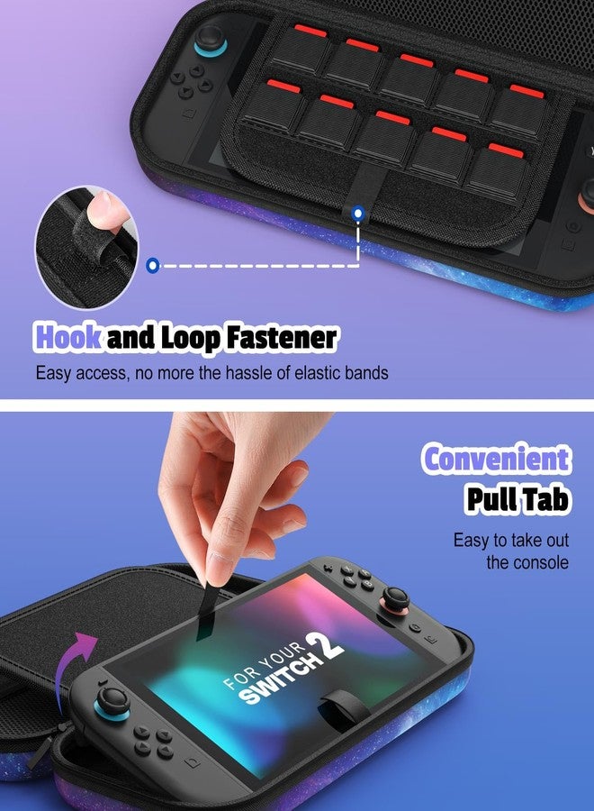MoKo Switch Carrying Case for Nintendo Switch 2, Protective Hard Shell Portable Travel Carry Case Pouch holds 10 Cartridges with Pockets for Accessories and Games, Gorgeous Starry Sky - Image 5