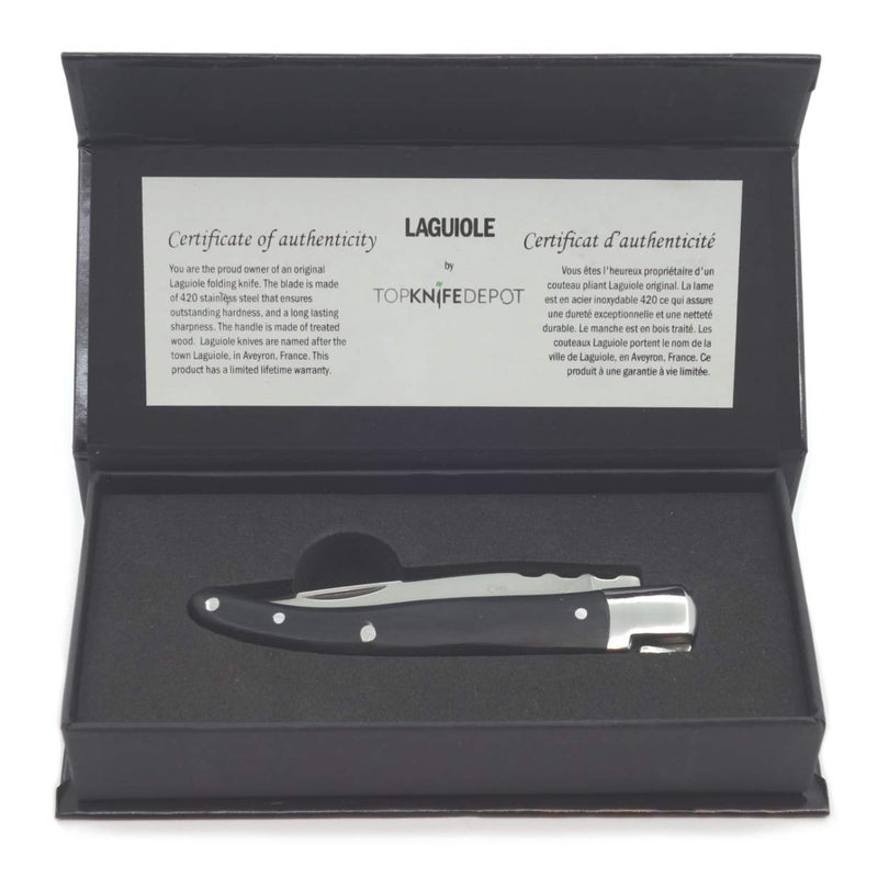 Artenostro TopKnife Laguiole 4-1/2" Multipurpose Folding Knife - Pakkawood Handle – Good Option as Personal Steak Knife – Magnetic Gift Box  - Image 1