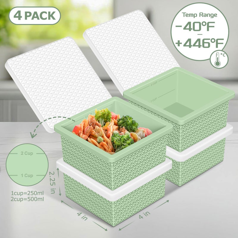 Doasuwish Silicone Freezer Molds for Soup Cube - 2-Cup Freezer Storage Container Tray with Lid,4 Pack Stackable Ice Cube Trays for Portion Control,Food Storage Meal Prep,Oven & Dishwasher Safe - Image 2