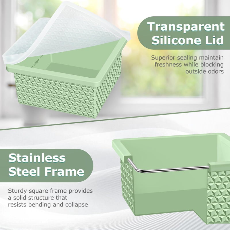 Doasuwish Silicone Freezer Molds for Soup Cube - 2-Cup Freezer Storage Container Tray with Lid,4 Pack Stackable Ice Cube Trays for Portion Control,Food Storage Meal Prep,Oven & Dishwasher Safe - Image 4