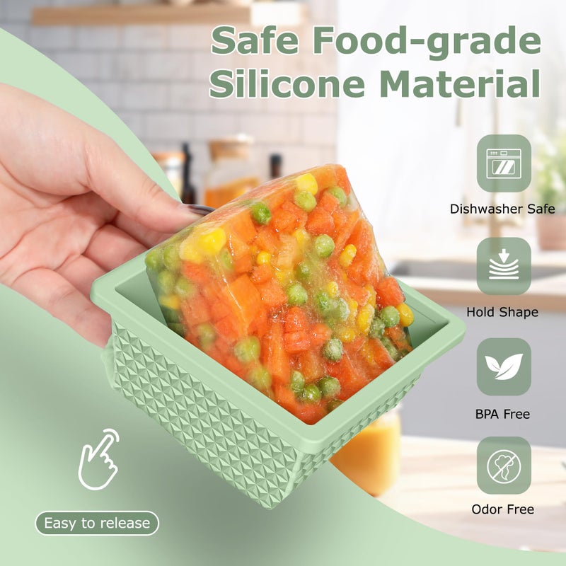 Doasuwish Silicone Freezer Molds for Soup Cube - 2-Cup Freezer Storage Container Tray with Lid,4 Pack Stackable Ice Cube Trays for Portion Control,Food Storage Meal Prep,Oven & Dishwasher Safe - Image 3