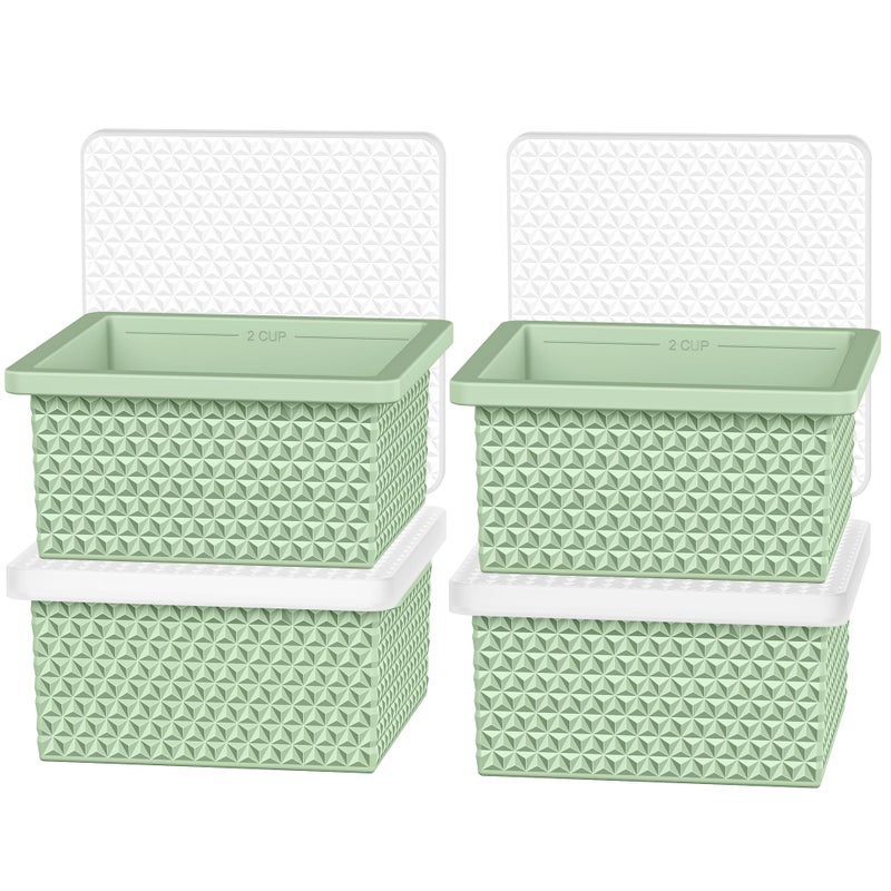 Doasuwish Silicone Freezer Molds for Soup Cube - 2-Cup Freezer Storage Container Tray with Lid,4 Pack Stackable Ice Cube Trays for Portion Control,Food Storage Meal Prep,Oven & Dishwasher Safe - Image 1