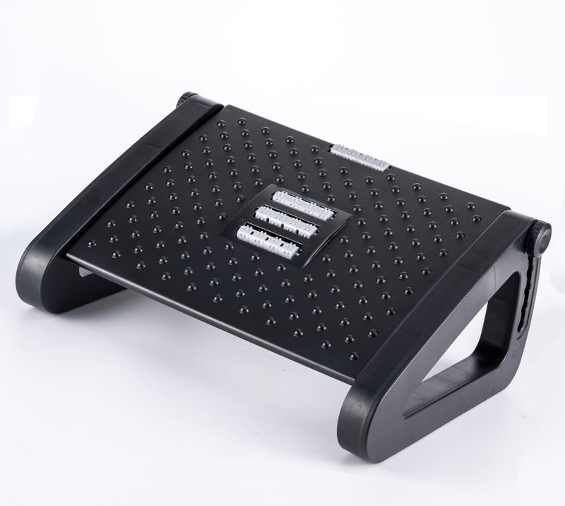 Tarkan Ergonomic Foot Rest with Massage Rollers, 44 x 31 x 19 cm, Adjustable Height (Black) - Image 1