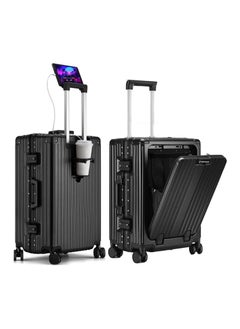 HOPHOP 20 Inches Travel Luggage Carry-on Lightweight Fashion trolley with Spinner Weels Suitcase with Open Laptop Compartment for Unisex Adults (Polycarbonate )  - Image 2