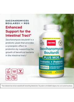جارو فورملاز Jarrow Formulas Saccharomyces Boulardii + MOS - 5 مليار كائن حي قابل للحياة لكل وجبة - 90 كبسولة نباتية ذات إطلاق مؤخر، عبوتان - بروبيوتيك + بريبايوتيك - دعم الجهاز الهضمي - ما يصل إلى 180 وجبة  - Image 3