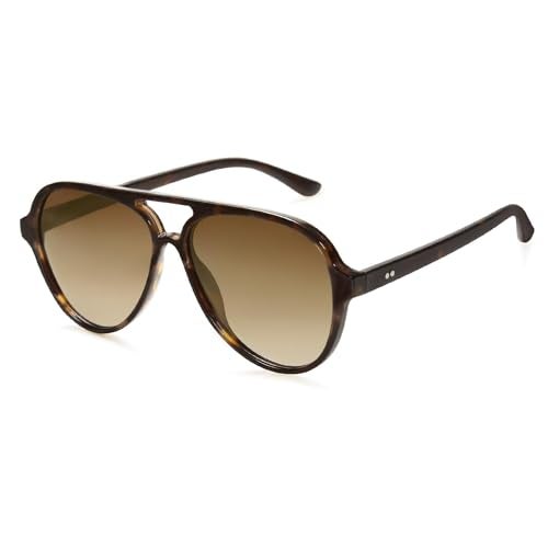 SOJOS Classic Polarized Aviator Sunglasses for Women Men, Retro Trendy Aviators Shades SJ2201, Dark Tortoise/Brown - Image 1
