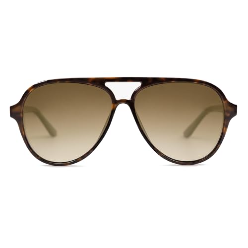 SOJOS Classic Polarized Aviator Sunglasses for Women Men, Retro Trendy Aviators Shades SJ2201, Dark Tortoise/Brown - Image 2