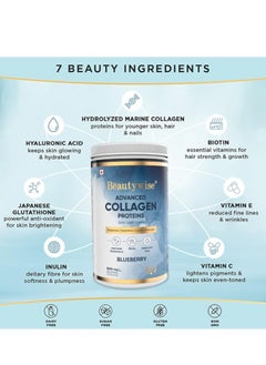 Beauty Wise Advanced Marine Collagen Proteins Powder With Hyaluronic Acid, Glutathione And Biotin - Blueberry 250G  - Image 2