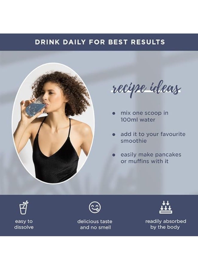 بيوتي ويس مسحوق بروتينات الكولاجين البحري المتطور مع حمض الهيالورونيك والجلوتاثيون والبيوتين | خالي من الرائحة وسهل الخلط بدون سكر مضاف 250 جرام (بنكهة التوت الأزرق) - Image 5
