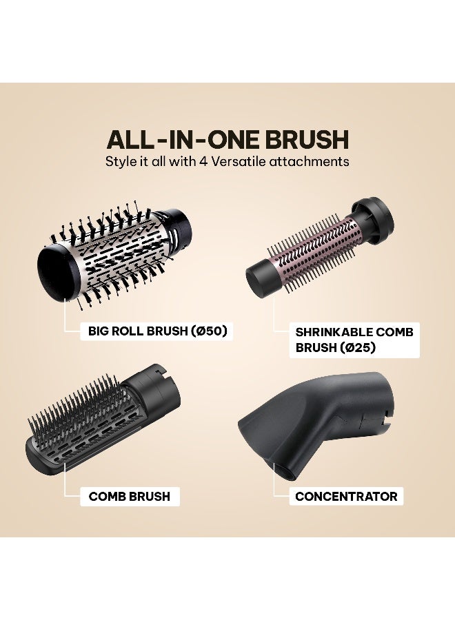 Blaupunkt 1200W Hot Air Brush With 4 Styling Attachments, Ionic Hair Styler For Drying Straightening Curling And Volumizing, 2 Heat Settings Cool Air Mode, Lightweight Design For Frizz-Free Styling SAL514 - Image 5