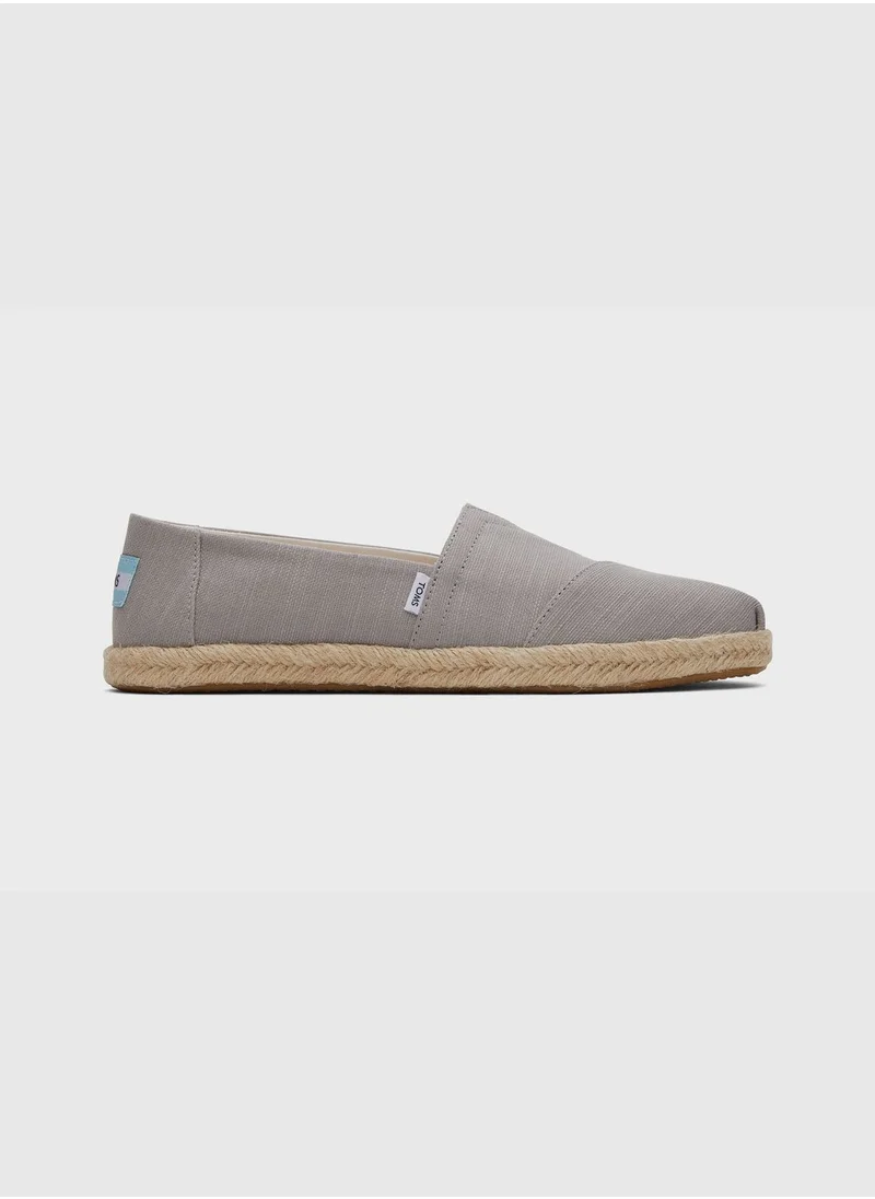 TOMS Alpargata Rope Drizzle Grey Recycled Cotton Slubby Woven Women's Espadrilles