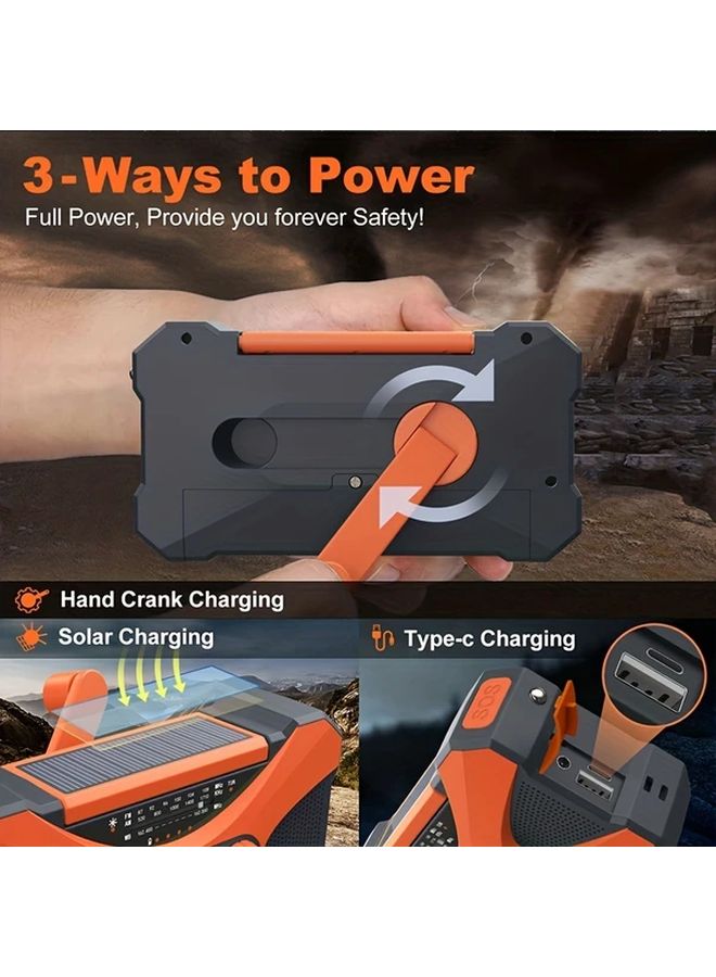 Green Emergency Radio AM FM NOAA Solar Hand Crank Charging Power Bank LED Flashlight - Image 5