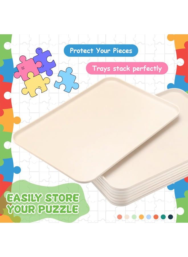 LOYIM 8 Pcs 15'' x 10.5' Extra Large Puzzle Sorting Trays Stackable Puzzle Trays for Sorting Piece Sorter Jigsaw Storage Accessory for 2000/3000/5000/6000 Pieces(Beige) - Image 4