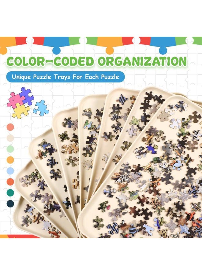 LOYIM 8 Pcs 15'' x 10.5' Extra Large Puzzle Sorting Trays Stackable Puzzle Trays for Sorting Piece Sorter Jigsaw Storage Accessory for 2000/3000/5000/6000 Pieces(Beige) - Image 5