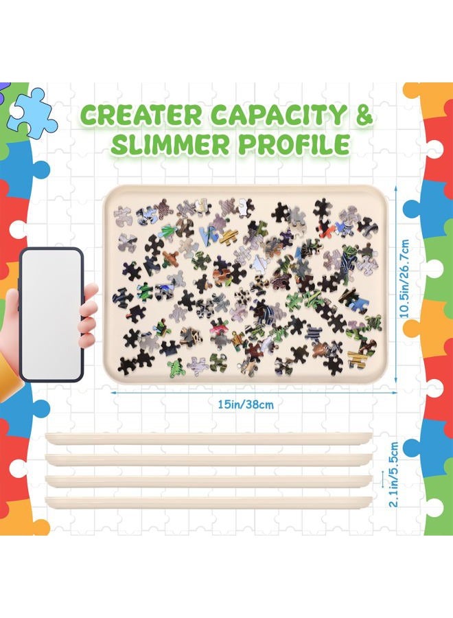 LOYIM 8 Pcs 15'' x 10.5' Extra Large Puzzle Sorting Trays Stackable Puzzle Trays for Sorting Piece Sorter Jigsaw Storage Accessory for 2000/3000/5000/6000 Pieces(Beige) - Image 2