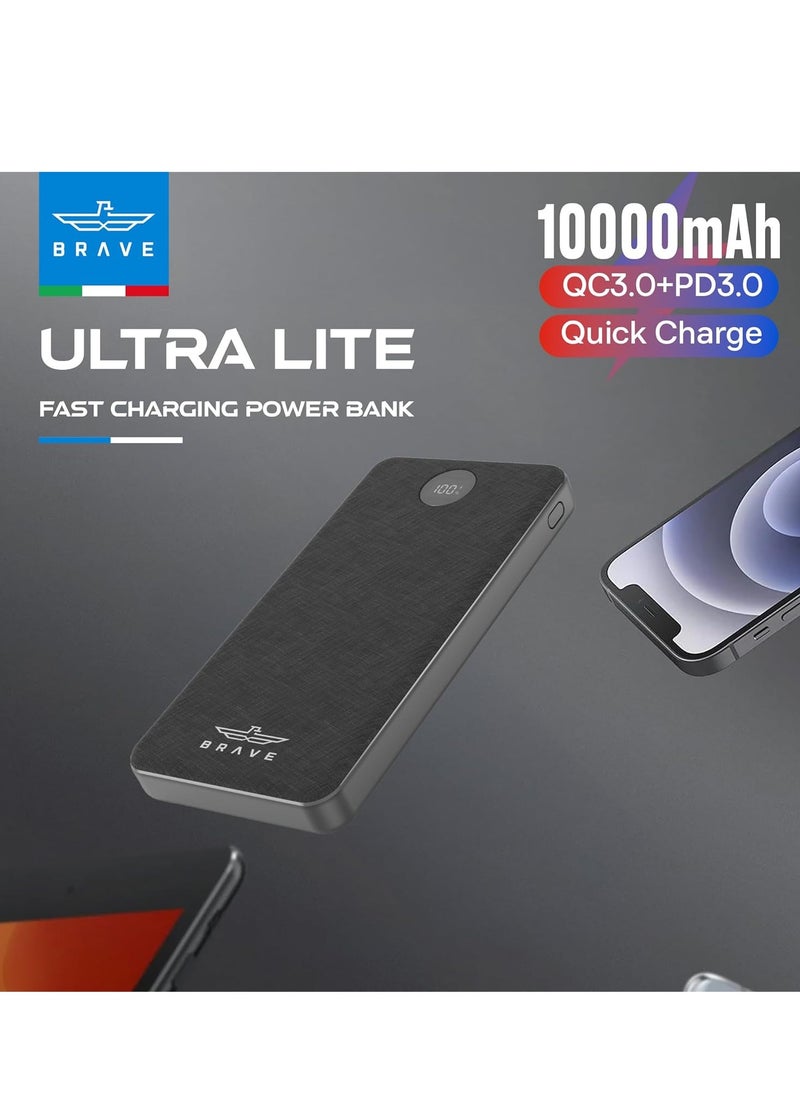 Brave - 10,000mAh Slim USB-C Power Bank, PD 22.5W Portable Charger with PD3.0 & QC3.0 Fast Charging, LED Display Battery Pack for iPhone 16/15/14/13/12/11 Pro, Samsung S24/S23/S22, Android Devices, Tablets, and More Compact & High-Speed Charging Solution for On-the-Go - Image 1