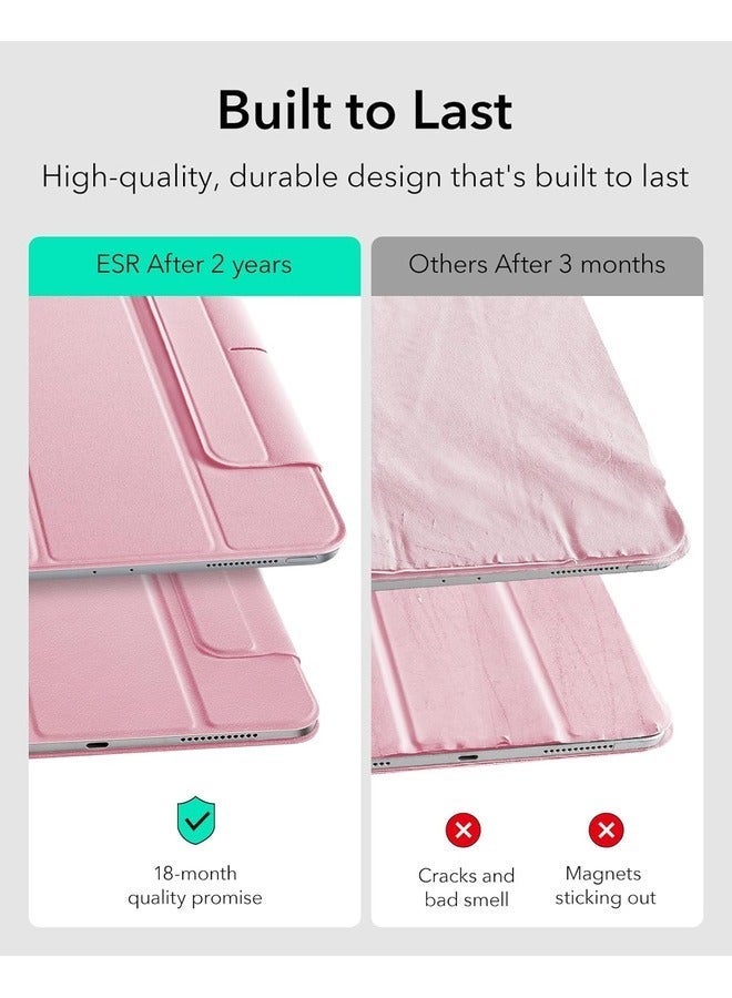 راكسوم جراب ثلاثي الطيات رفيع باللون الوردي لجهاز iPad Air مقاس 11 بوصة (M2 2024) والجيل السادس/الخامس/الرابع - ملحق مغناطيسي، ودعم قلم رصاص، وحماية متينة  - Image 5